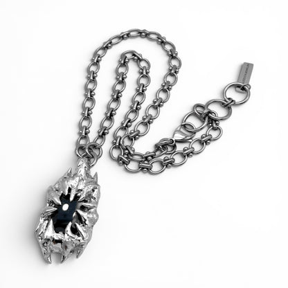 Soldered Thorns Black Gem Pendant Necklace