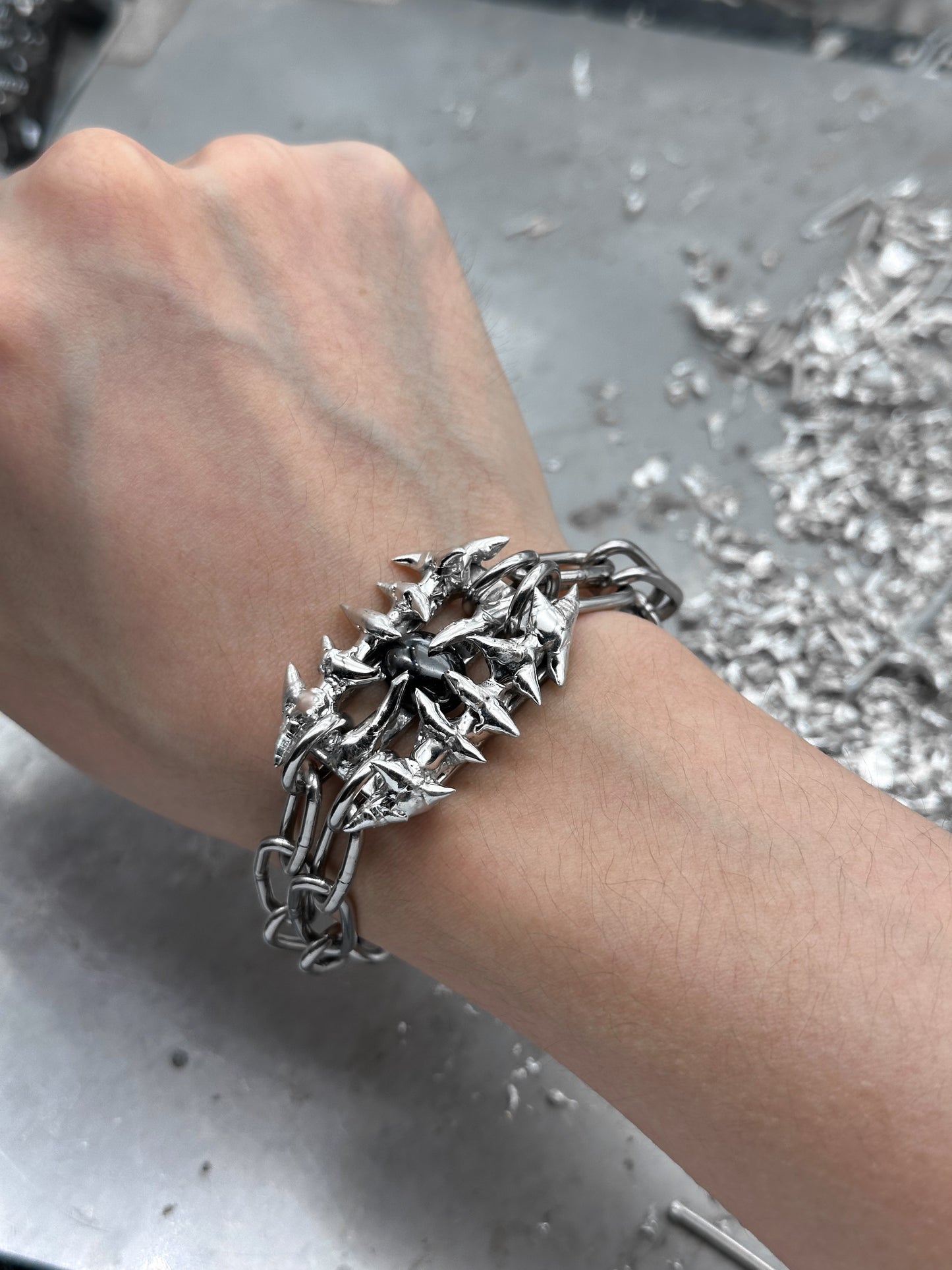 Soldered Thorns Black Gem Bracelets