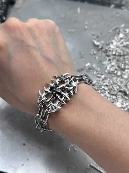 Soldered Thorns Black Gem Bracelets