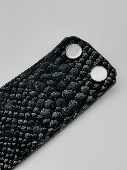 Croc Embossed Studded Wide Cuff Bracelet