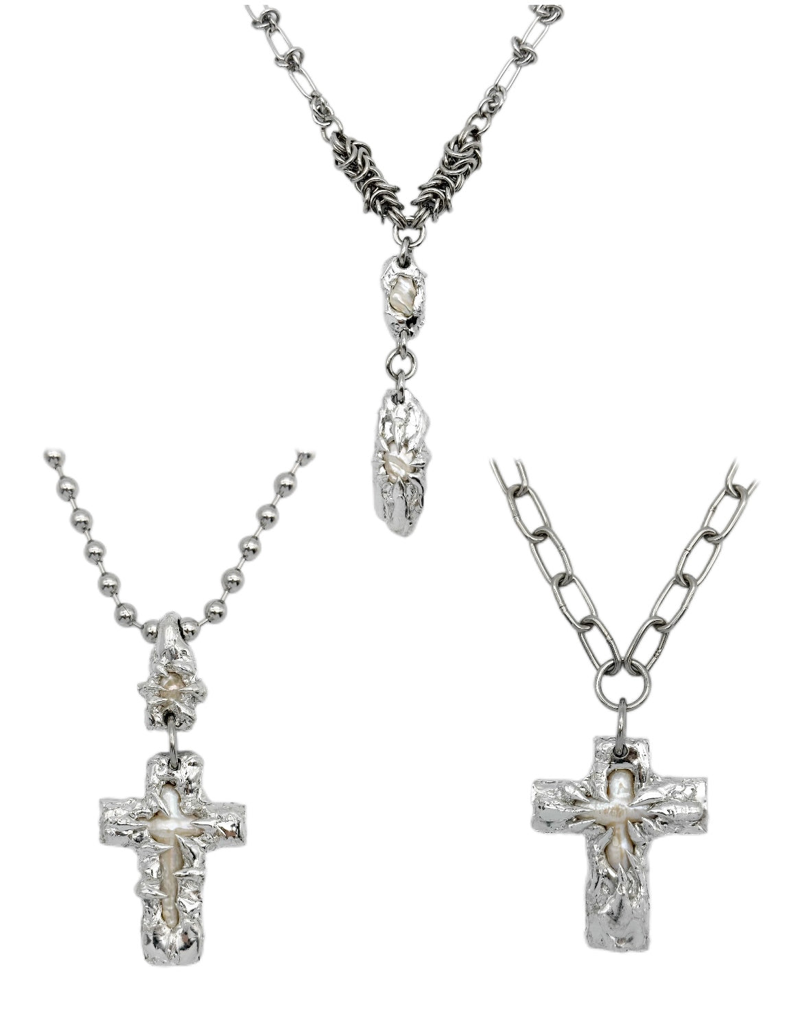 Soldered Pearl Pendant Necklace