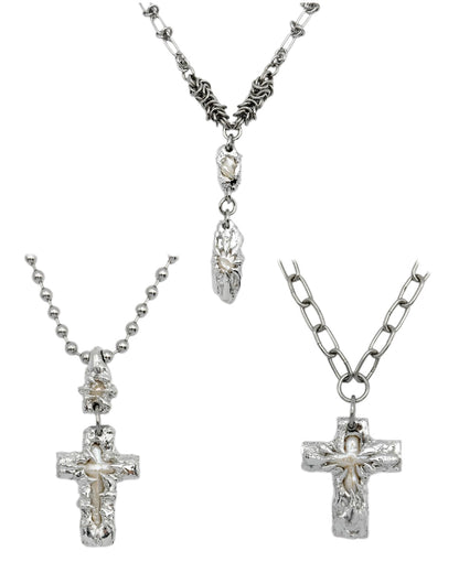 Soldered Pearl Pendant Necklace