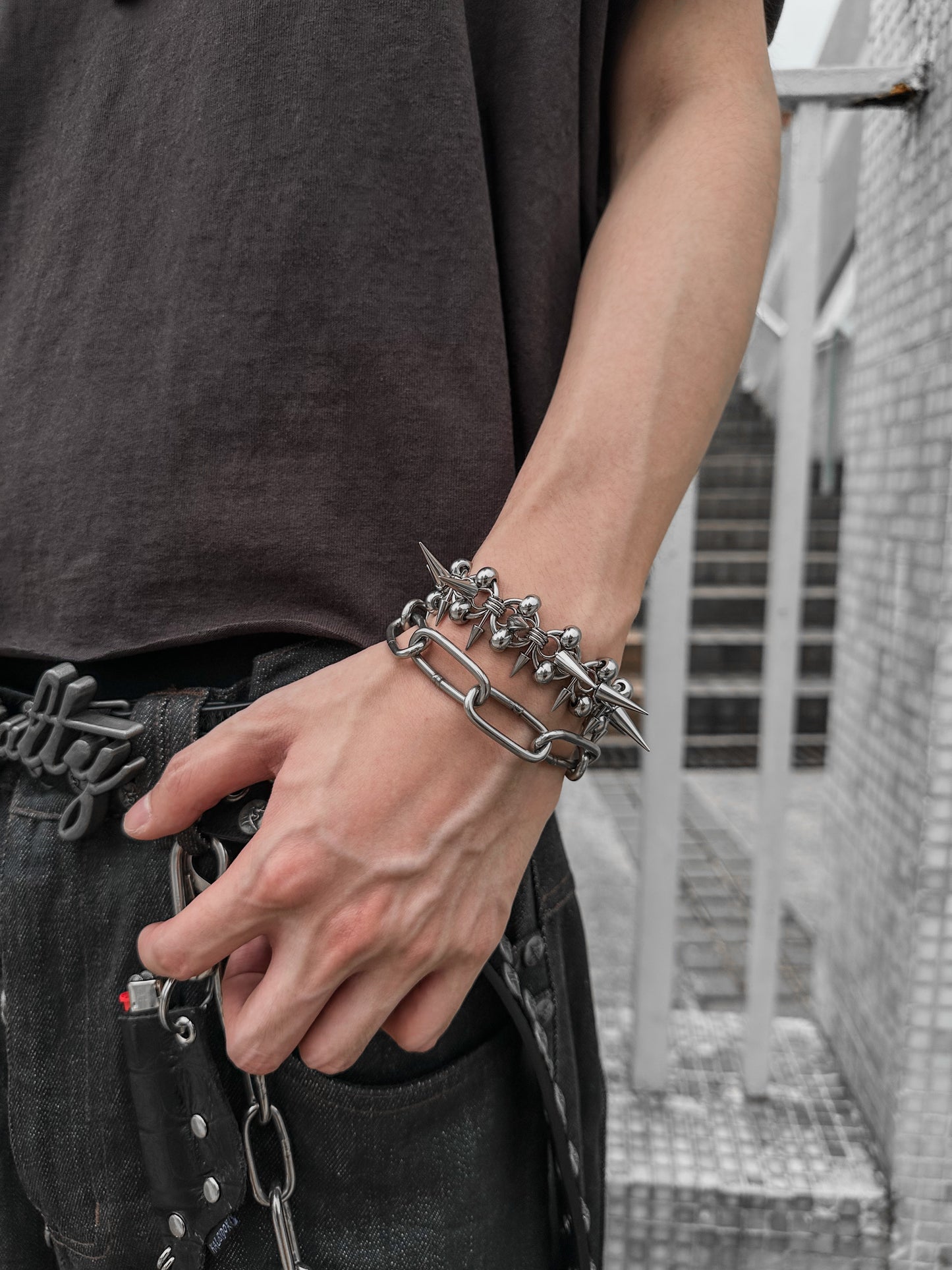 Spiked Piercing Chainmail Bracelet (Long Spikes ver)