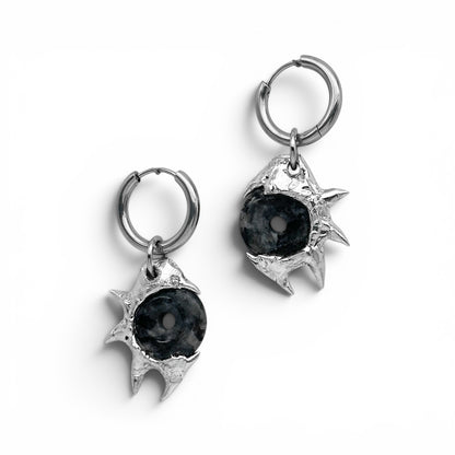 Soldered Thorns Jade Earrings