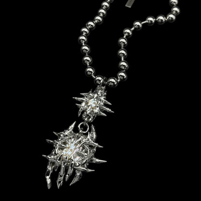 Soldered Pearl Irregular Thorns Ball Chain Necklace