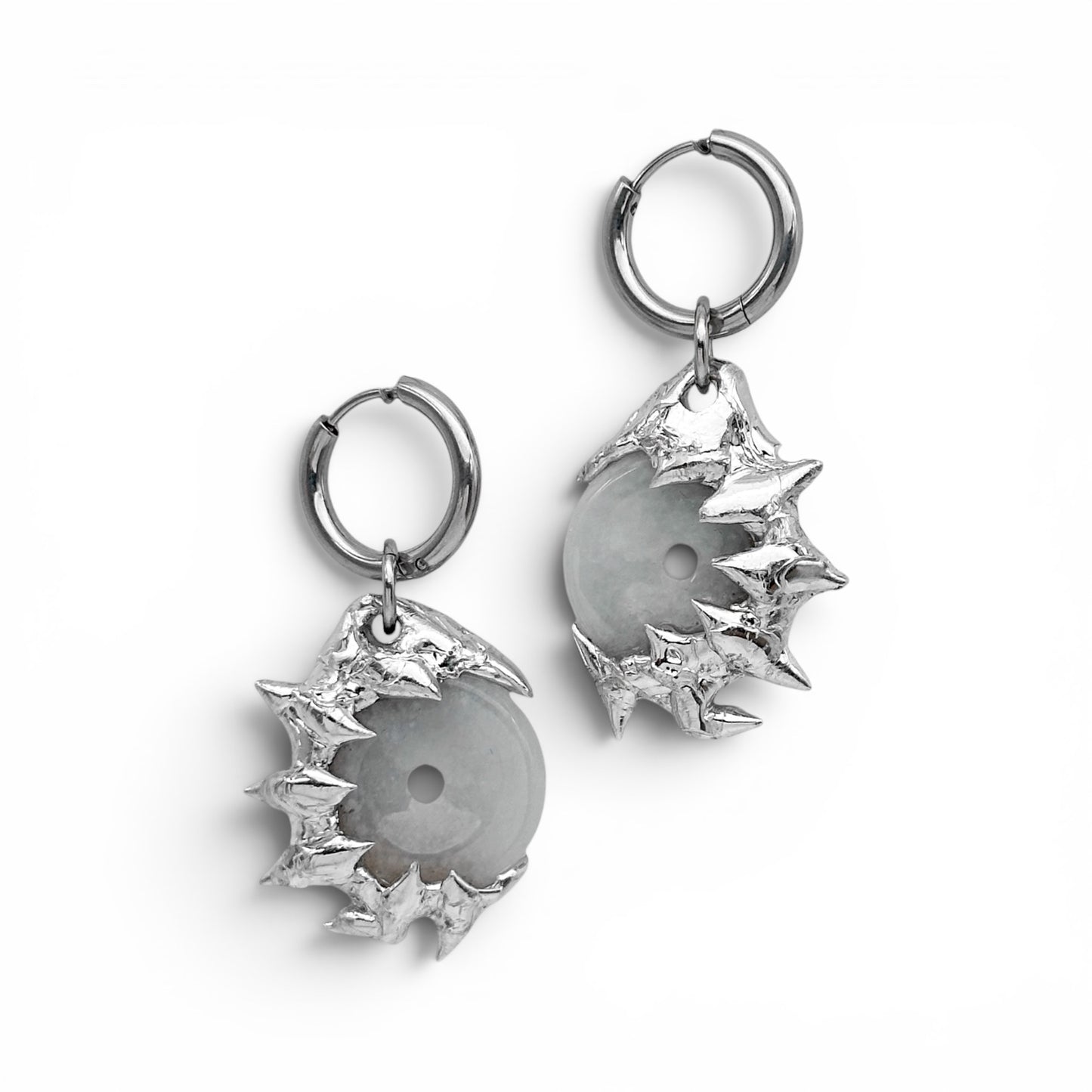 Soldered Thorns Jade Earrings