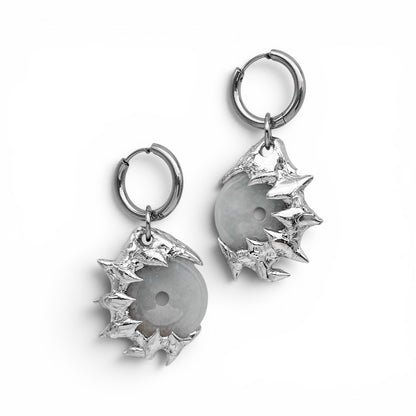Soldered Thorns Jade Earrings