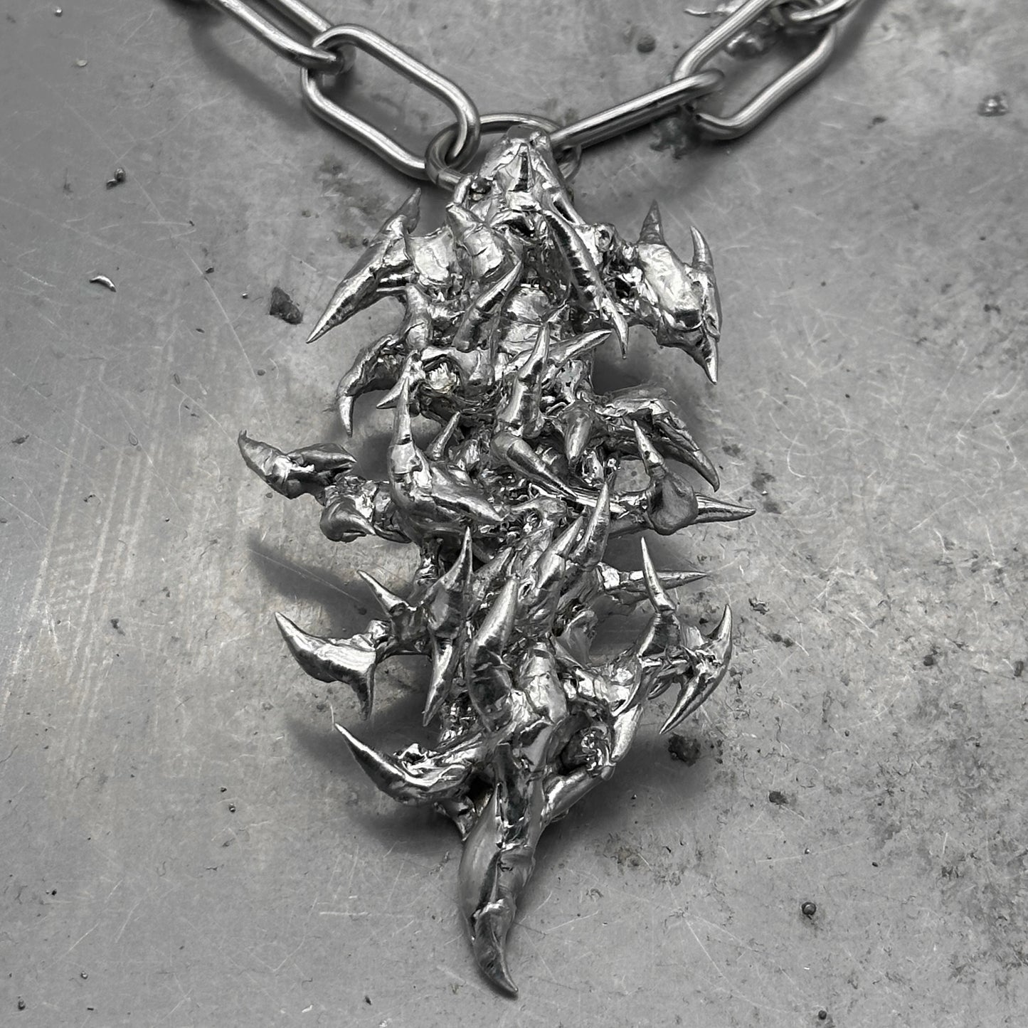 Soldered thorns pendant necklace