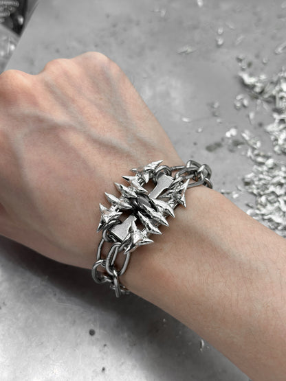 Soldered Thorns Black Gem Bracelets