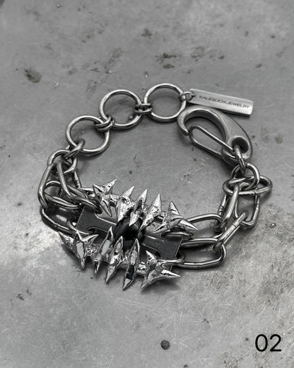 Soldered Thorns Black Gem Bracelets