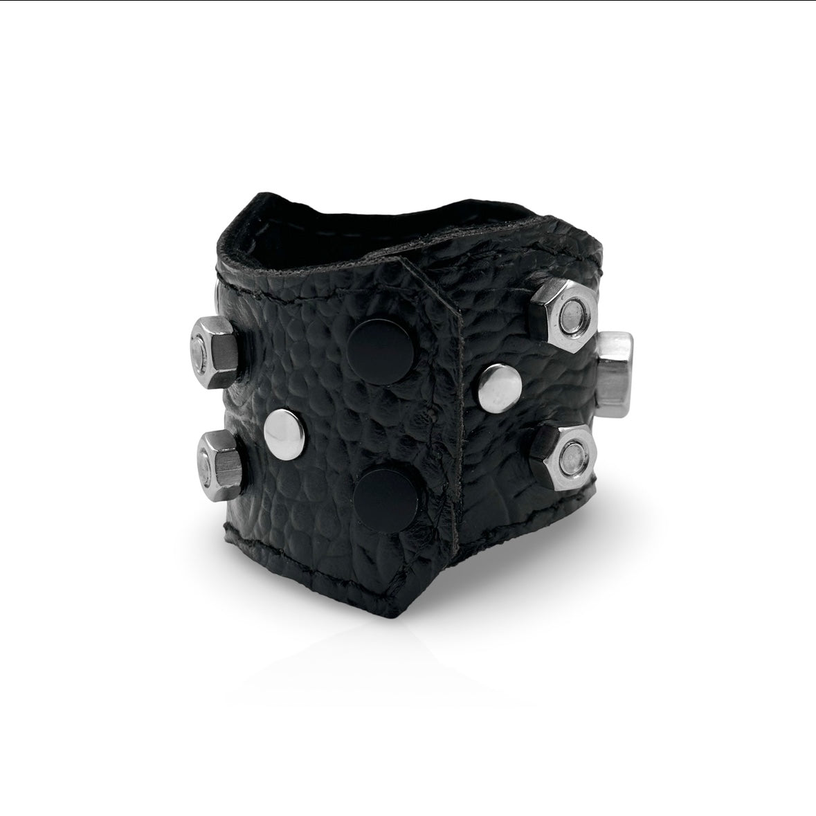 Croc Embossed Hex Nuts Wide Cuff Bracelet