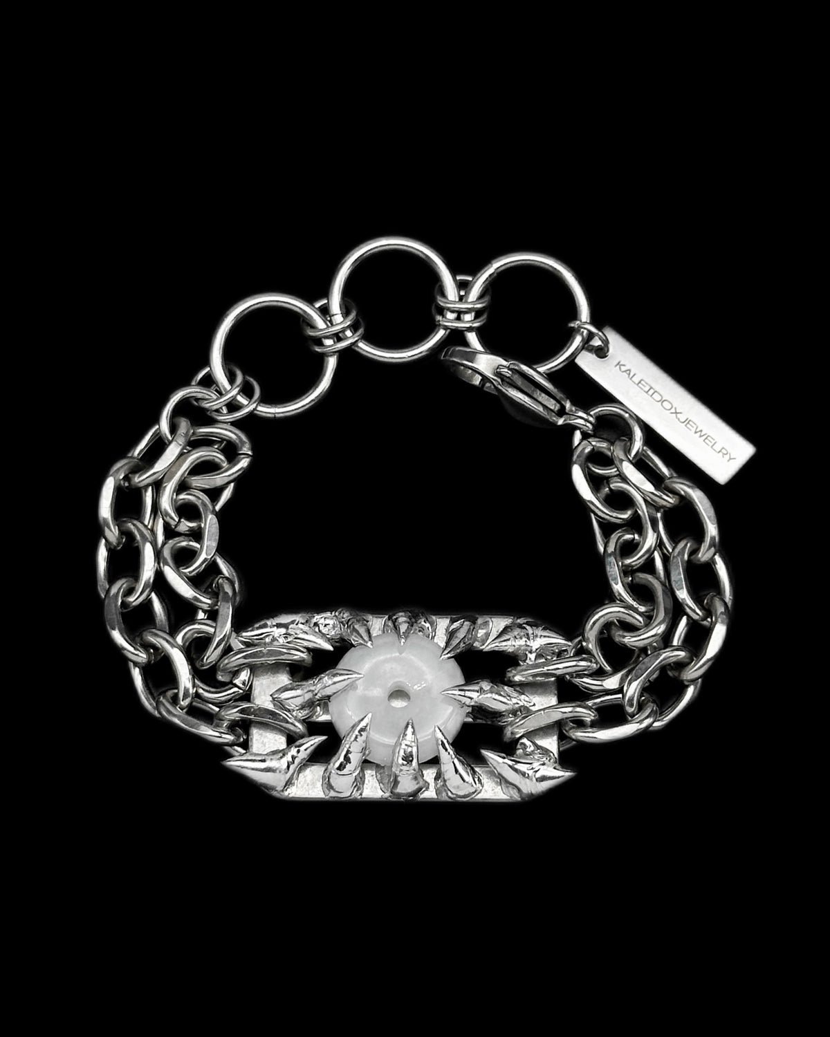 Soldered Thorns White Jade Bracelet