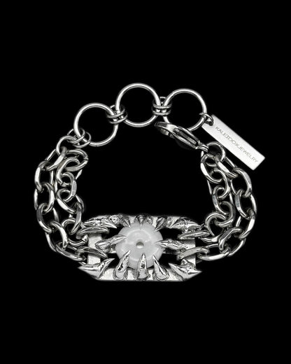 Soldered Thorns White Jade Bracelet