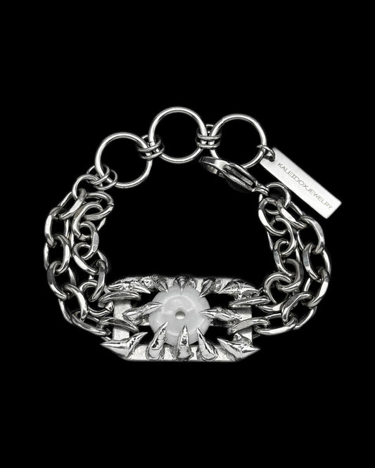 Soldered Thorns White Jade Bracelet