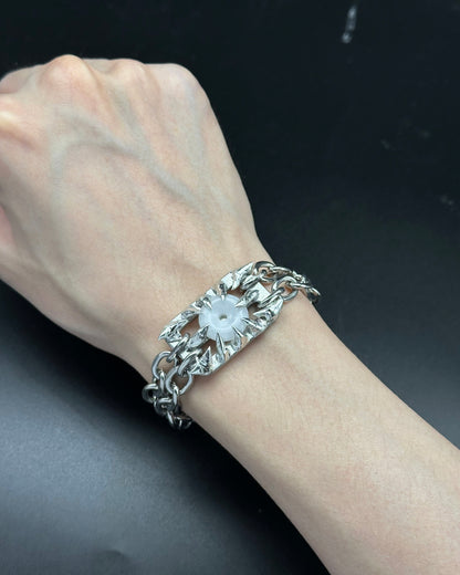 Soldered Thorns White Jade Bracelet
